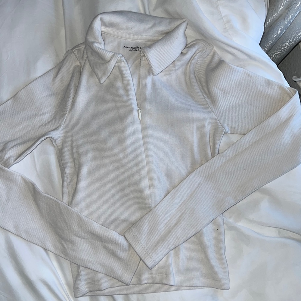 Abercrombie long sleeve zip polo Soft AF Rib